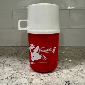 Vintage Campbell's Snowman Red and White Thermos